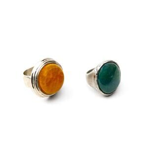 Nwt-Zara - 2 Pack of Stone Rings - Silver - Women